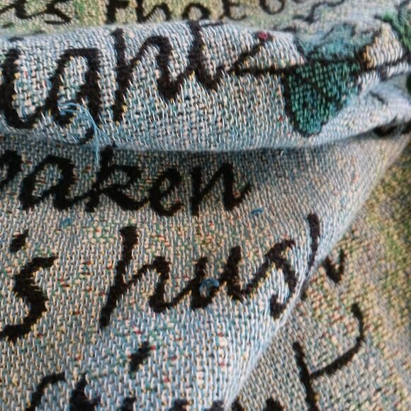 Large Vintage Floral Poetic Tapestry Throw Blanket 50 X 68 - Picture 6 of 7